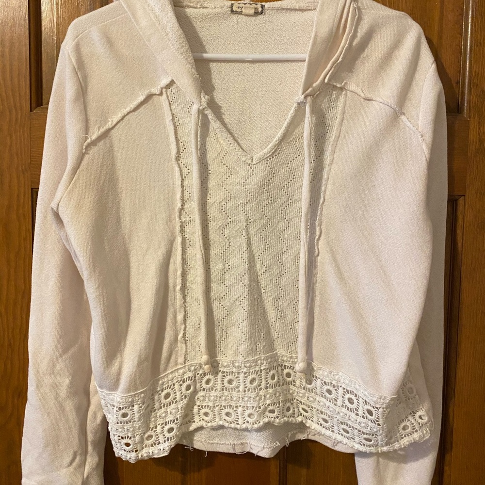 Ivory Light Weight Lace Hoodie
